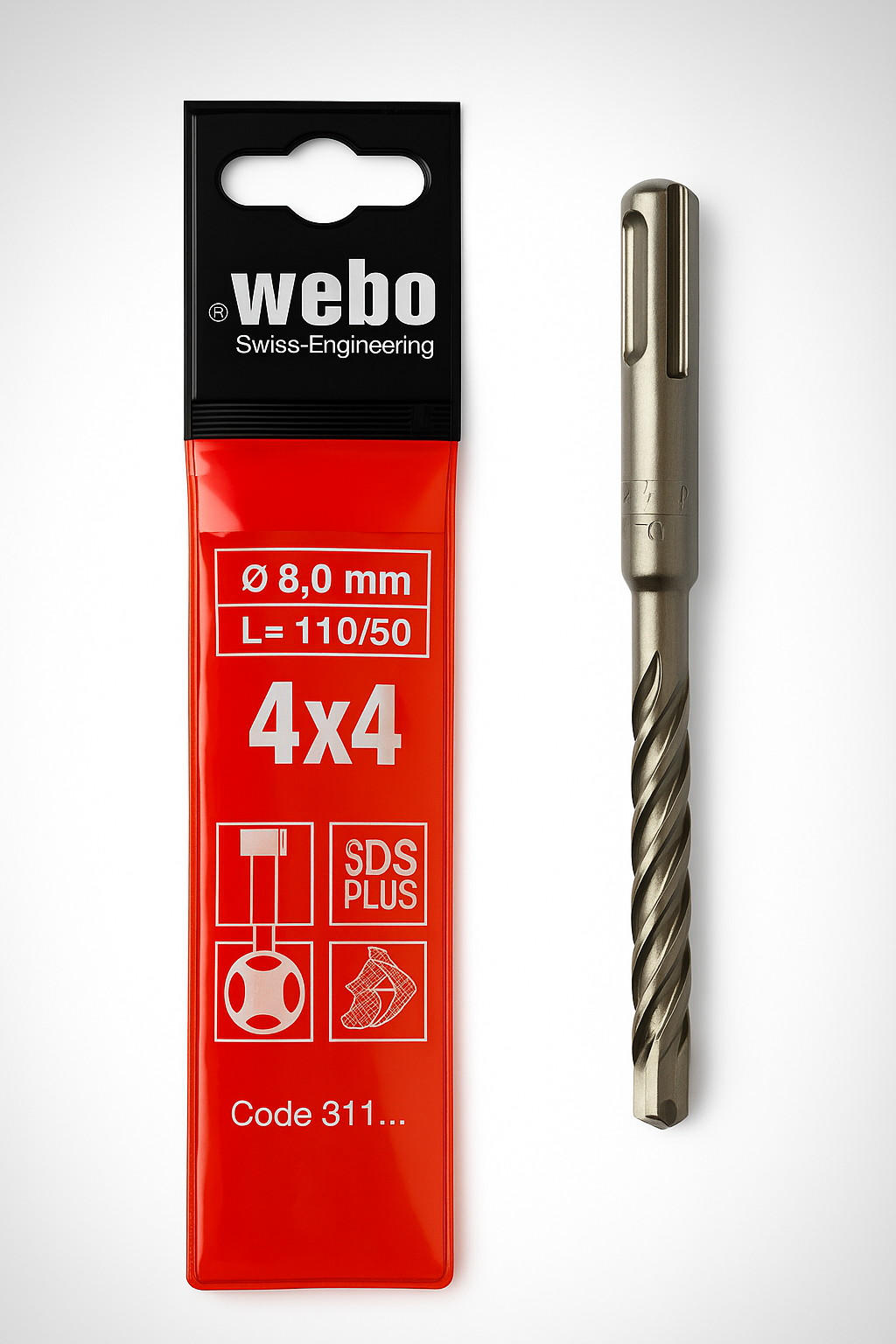 Webo 4x4 SDS-Plus Bohrer Ø8 x 110/50 mm