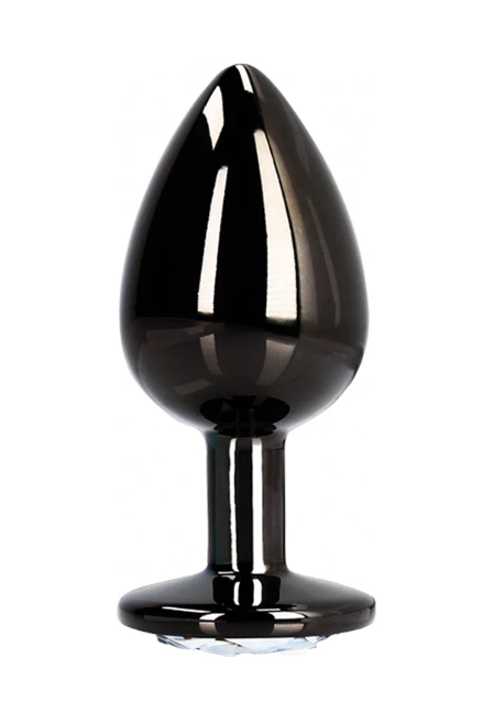 Analplug aus schwarzem Metall mit Kristall Aua! Metal Butt Plug